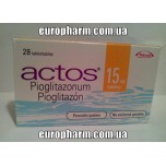 Актос (Пиоглитазон) 15мг, 28 таблеток